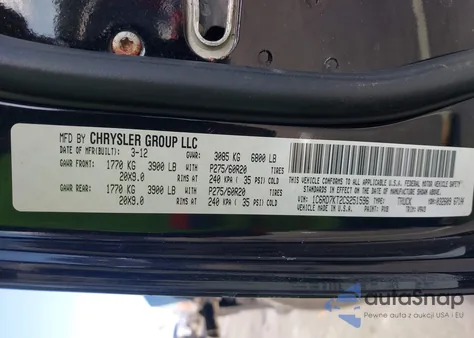 2012 Ram 1500 St из США, поврежденный, VIN 1C6RD7KT2CS251596